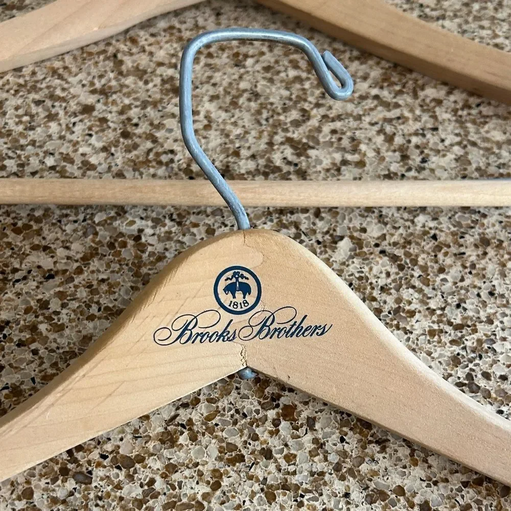 Brooks Brothers Light Tan Tongue and Groove Wooden Hangers